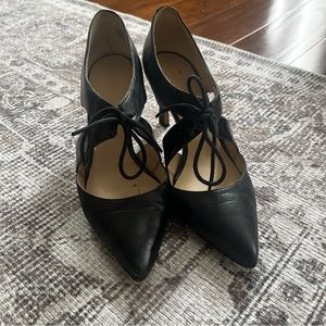 Nine West Black Leather Heels 7.5 “Redhead” style